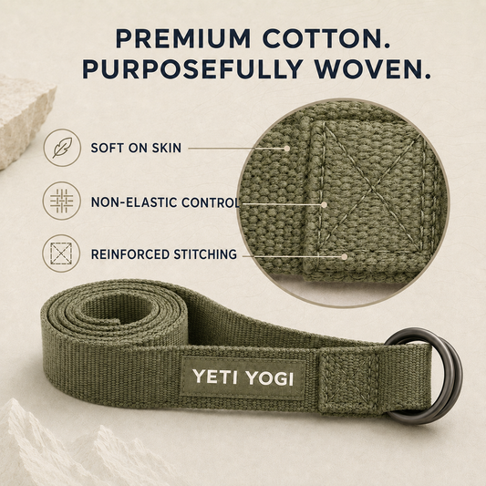 YETI YOGI 8 ft Cotton Yoga Strap with D-Ring Buckle – Olive Green