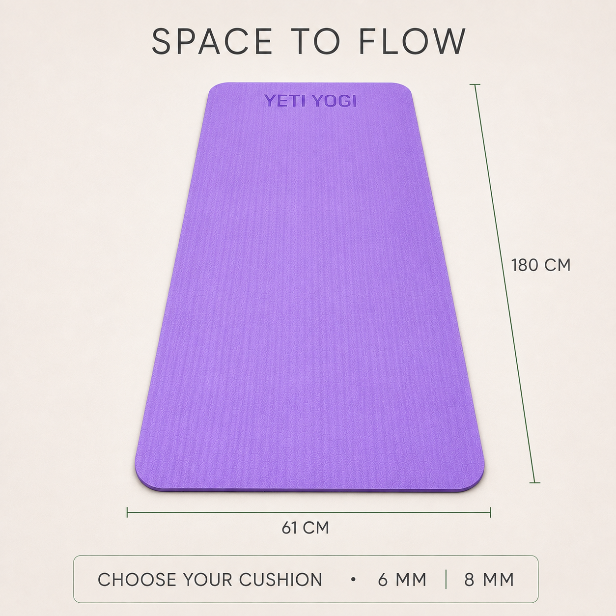 YETI YOGI TPE Yoga Mat – Purple – 6mm / 8mm – product image