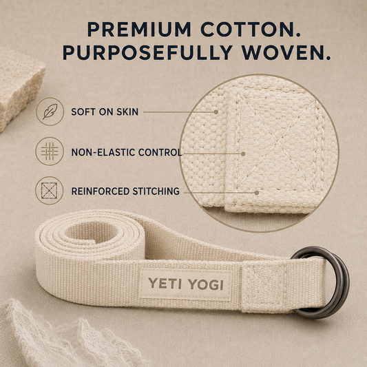 YETI YOGI 8 ft Cotton Yoga Strap with D-Ring Buckle – Natural Ivory