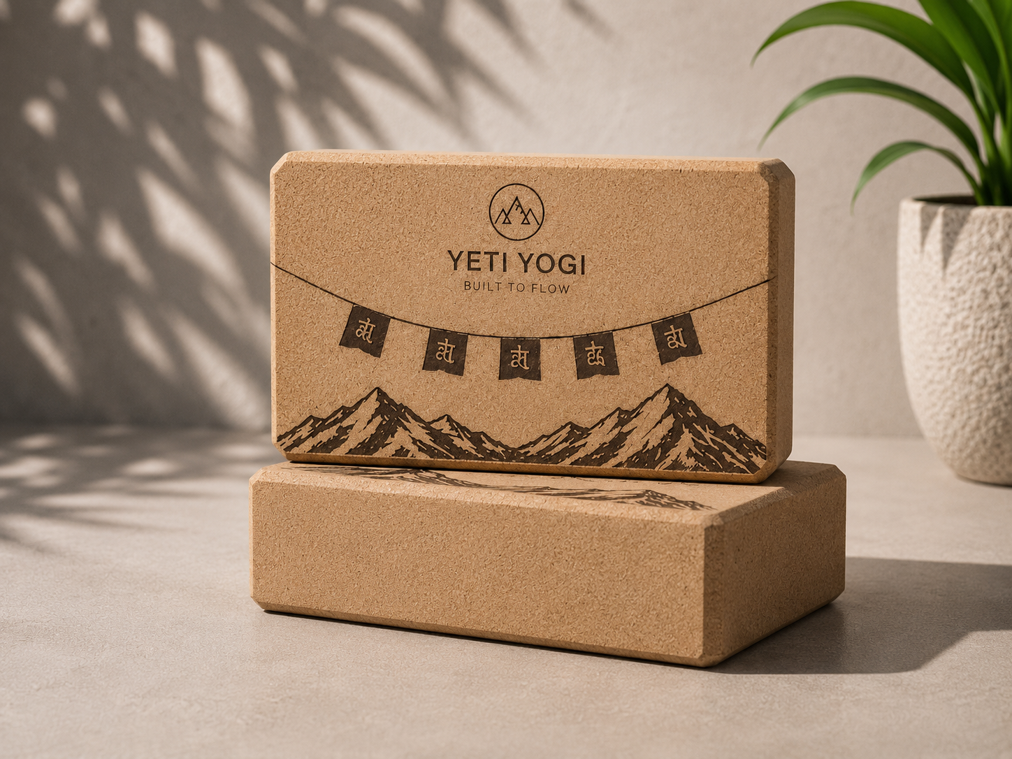 YETI YOGI Premium Yoga Block | 9×6×3 Inch | High-Density EVA & Natural Cork