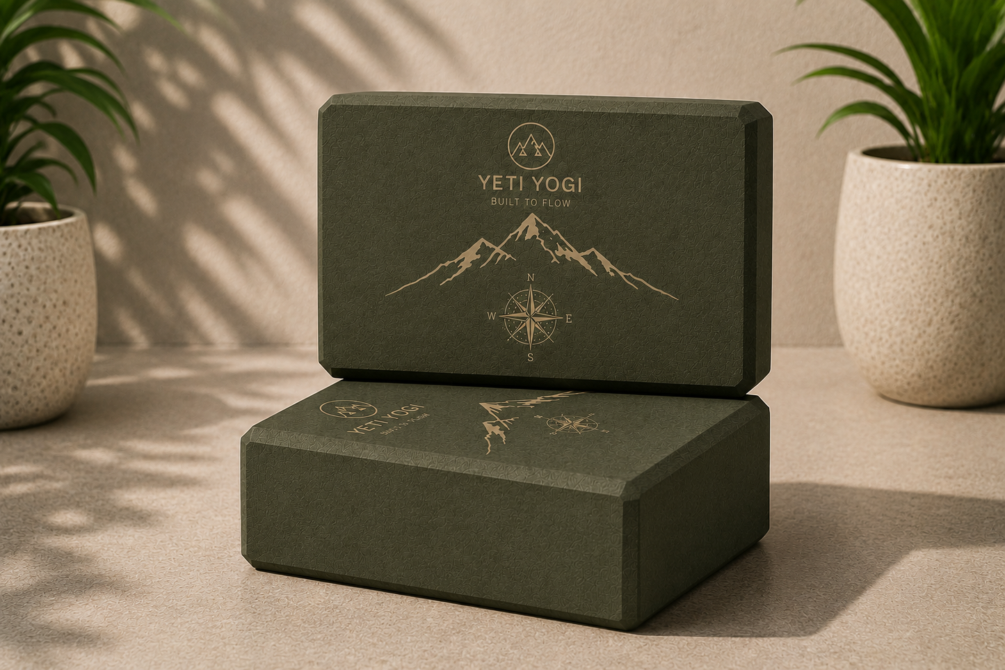 YETI YOGI Premium Yoga Block | 9×6×3 Inch | High-Density EVA & Natural Cork