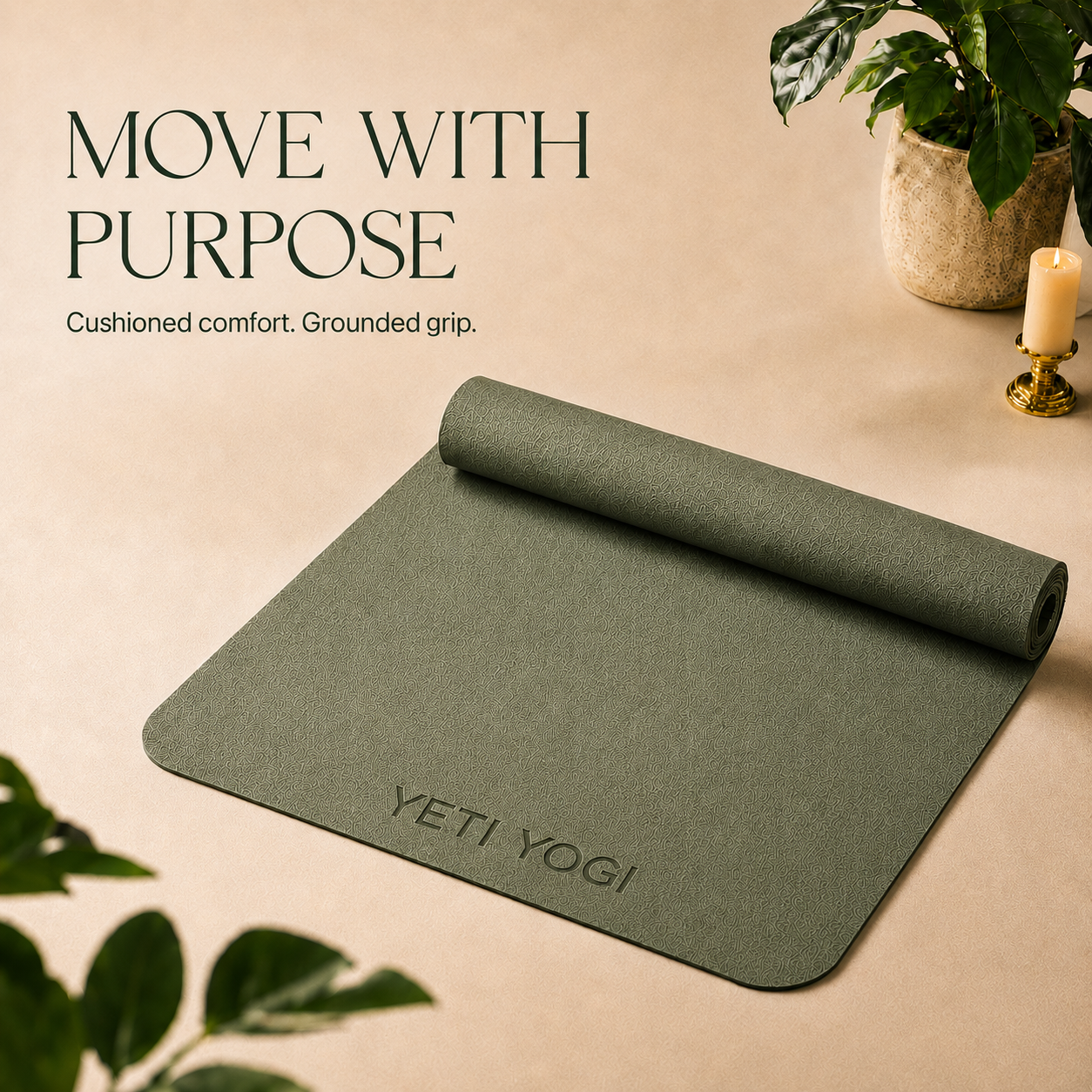 YETI YOGI TPE Yoga Mat – Army Green – 6mm / 8mm – product image
