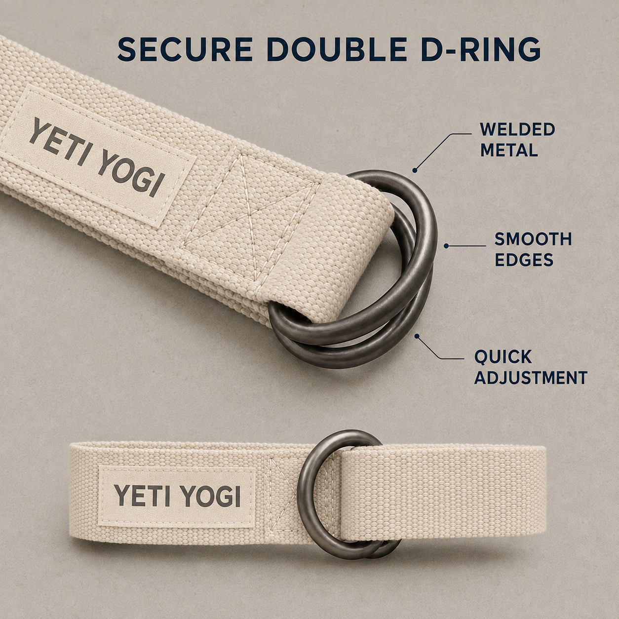 YETI YOGI Natural Ivory cotton yoga strap infographic 3