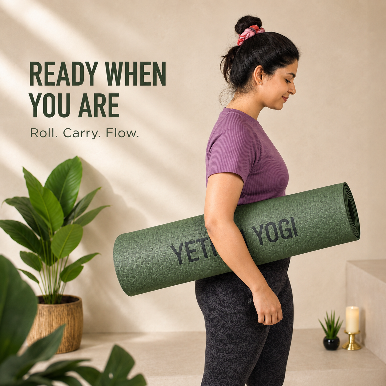 YETI YOGI TPE Yoga Mat – Army Green – 6mm / 8mm – product image