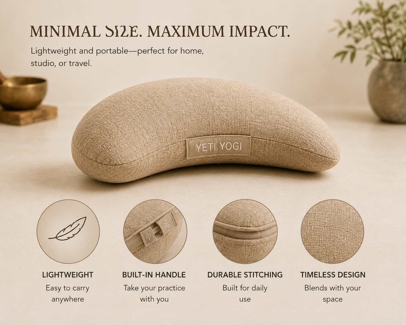 Crescent – Sand Beige | YETI YOGI Zafu infographic 5