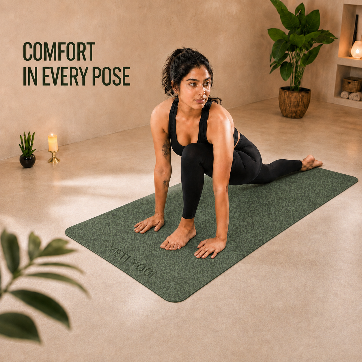 YETI YOGI TPE Yoga Mat – Army Green – 6mm / 8mm – product image
