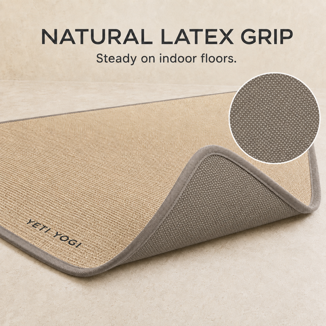YETI YOGI Natural Jute Yoga Mat – 8mm – Sage Mist