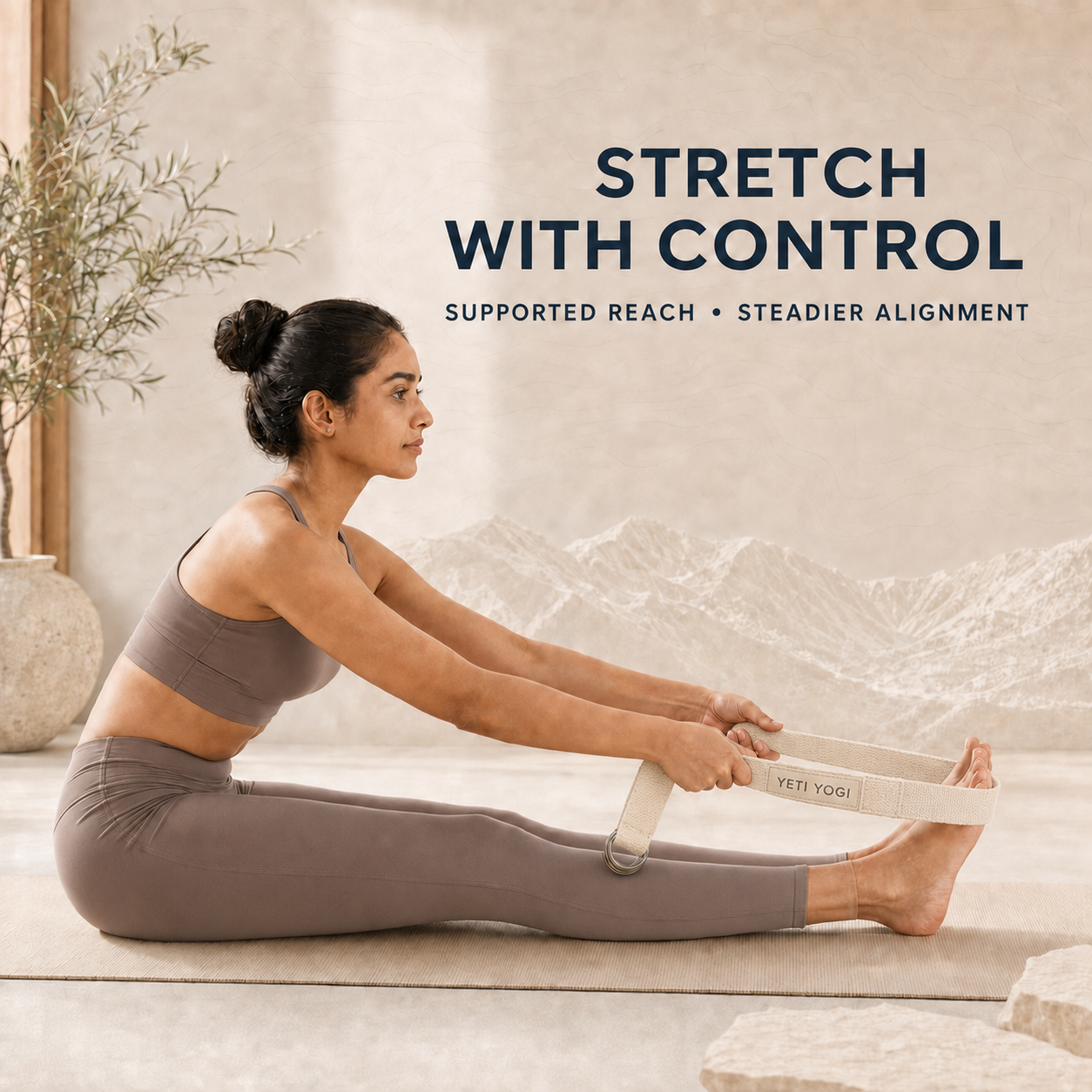 YETI YOGI Natural Ivory cotton yoga strap infographic 5