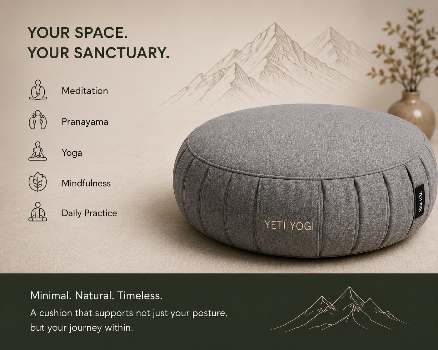 Round – Stone Grey | YETI YOGI Zafu infographic 5