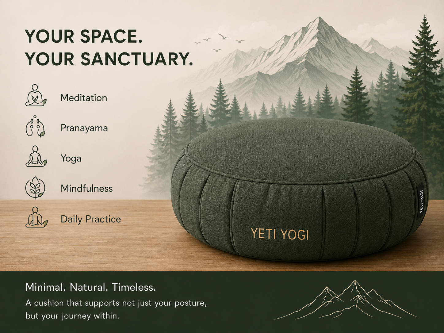 Round – Forest Green | YETI YOGI Zafu infographic 6