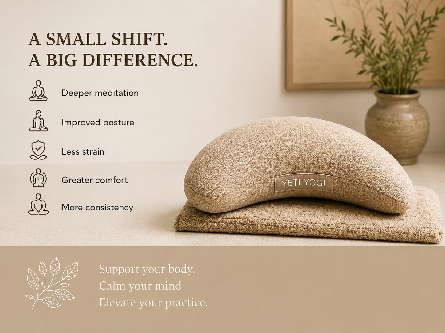 Crescent – Sand Beige | YETI YOGI Zafu infographic 6