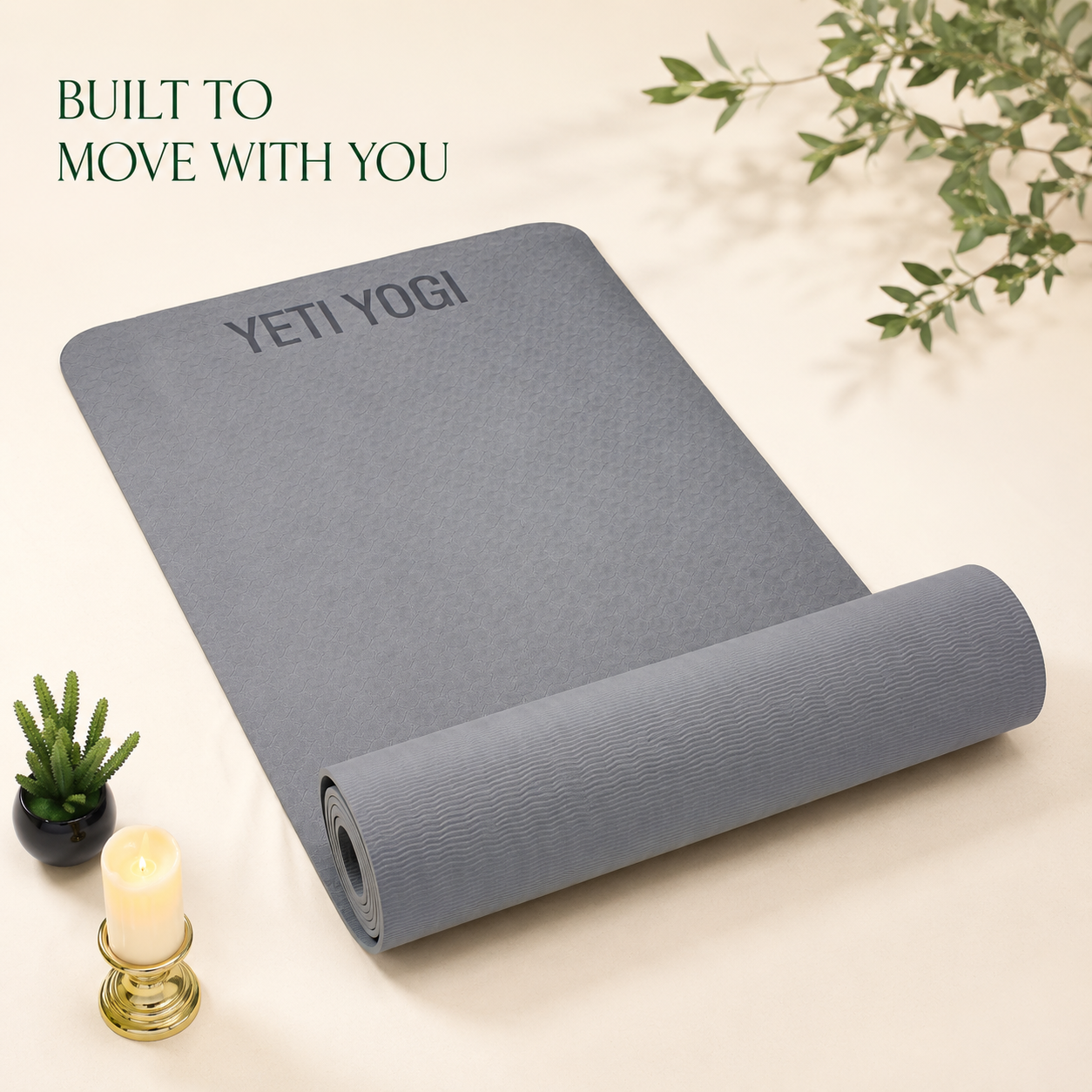 YETI YOGI TPE Yoga Mat – Grey – 6mm / 8mm – product image