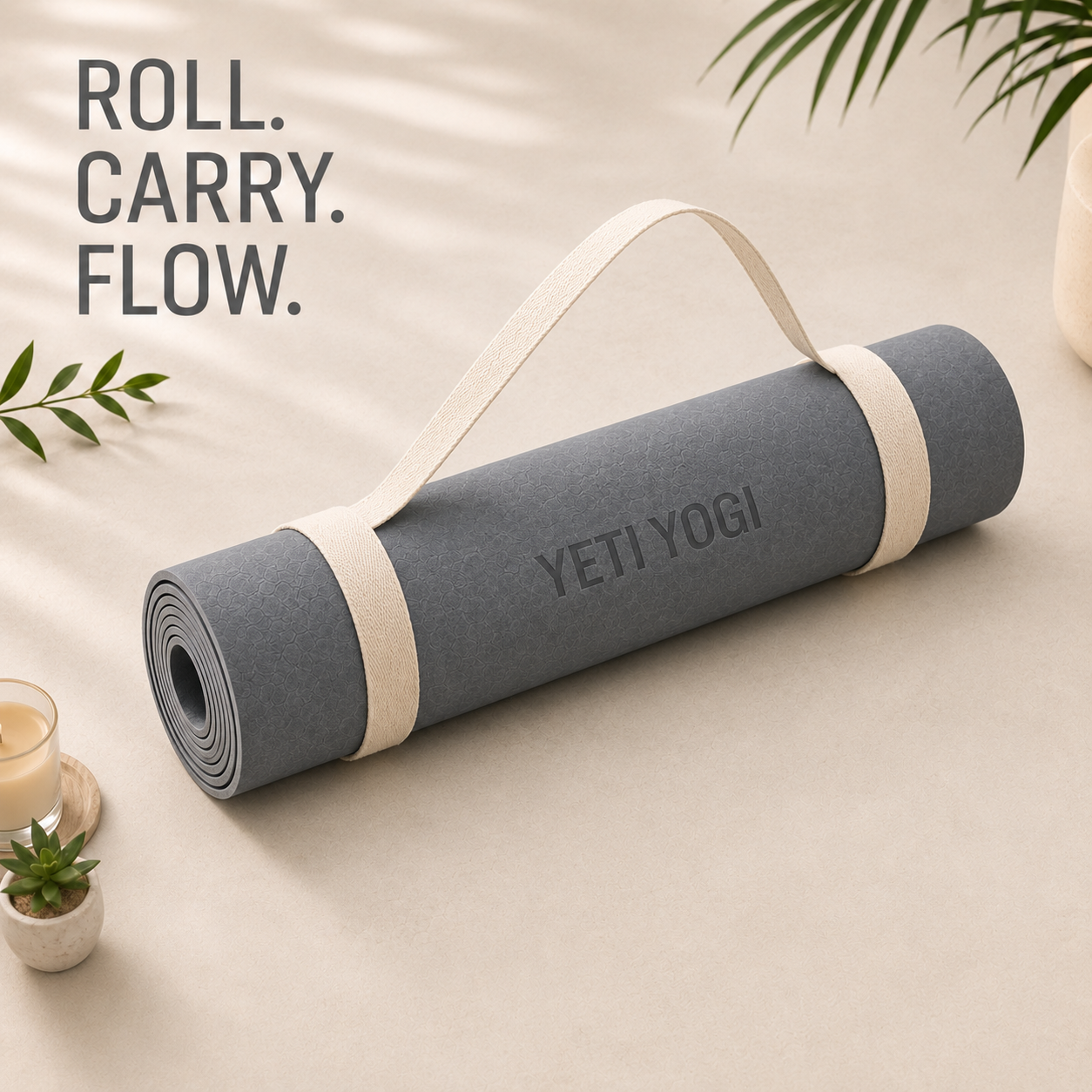 YETI YOGI TPE Yoga Mat – Grey – 6mm / 8mm – product image
