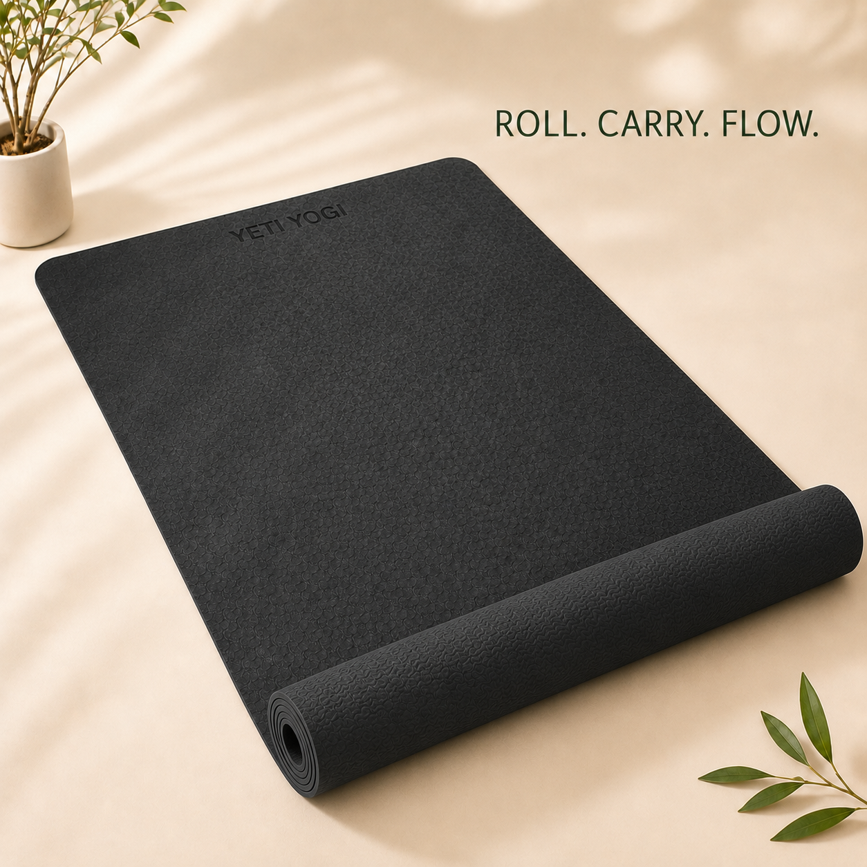 YETI YOGI TPE Yoga Mat – Black – 6mm – product image