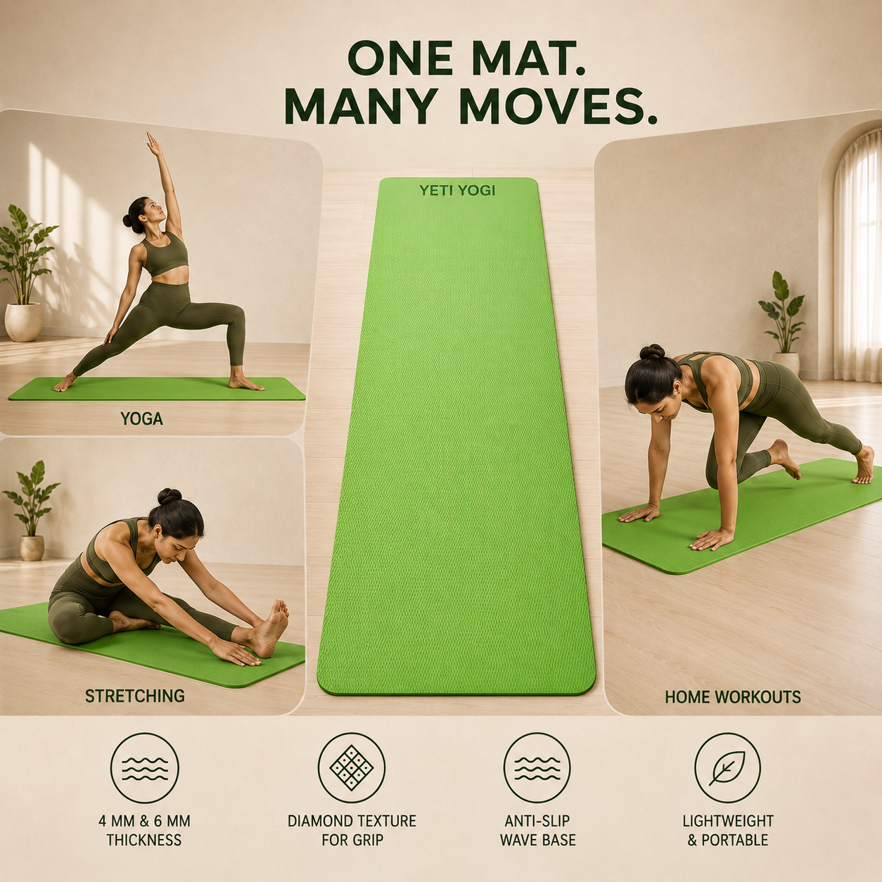 YETI YOGI EVA Yoga Mat – Green – product image