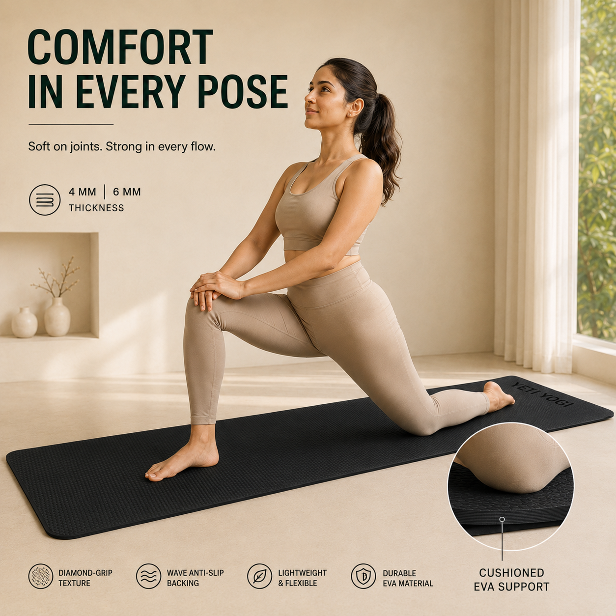 YETI YOGI EVA Yoga Mat – Black – product image