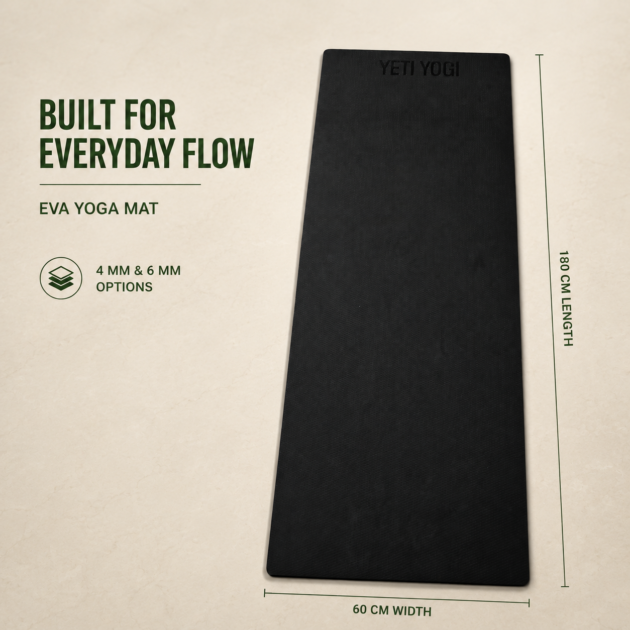 YETI YOGI EVA Yoga Mat – Black – product image