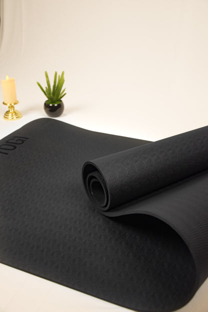 Yeti Yogi TPE Yoga Mat – Black (6mm / 8mm) | Premium Anti-Slip Workout Mat