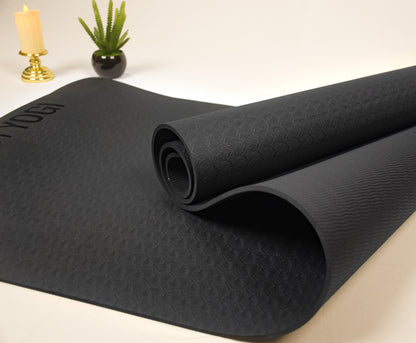 Yeti Yogi TPE Yoga Mat – Black (6mm / 8mm) | Premium Anti-Slip Workout Mat