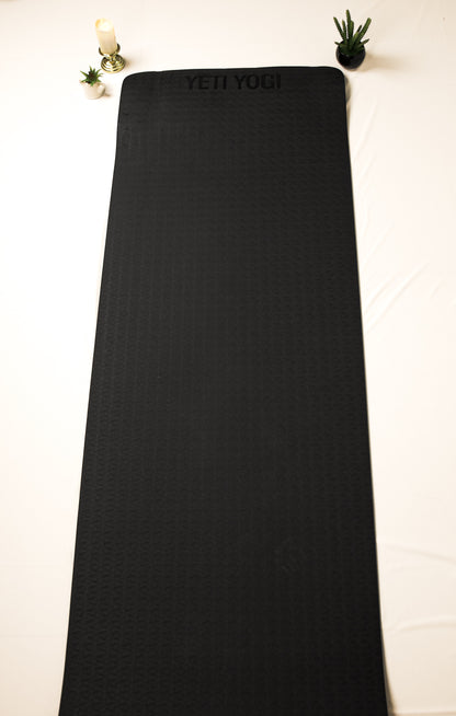 Yeti Yogi TPE Yoga Mat – Black (6mm / 8mm) | Premium Anti-Slip Workout Mat