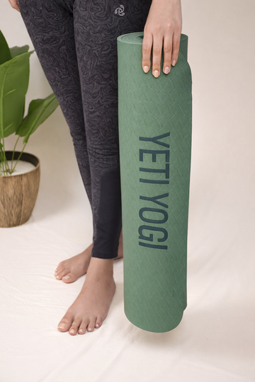 YETI YOGI TPE Yoga Mat – 6ft × 2ft – Army Green – 8mm