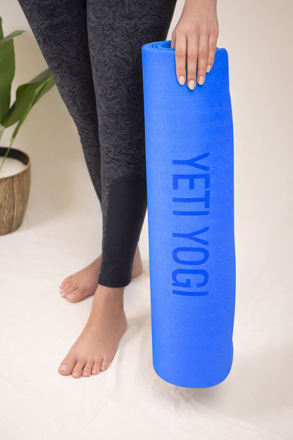 Yeti Yogi TPE Yoga Mat – Blue (6mm / 8mm) | Anti-Slip Comfort Grip