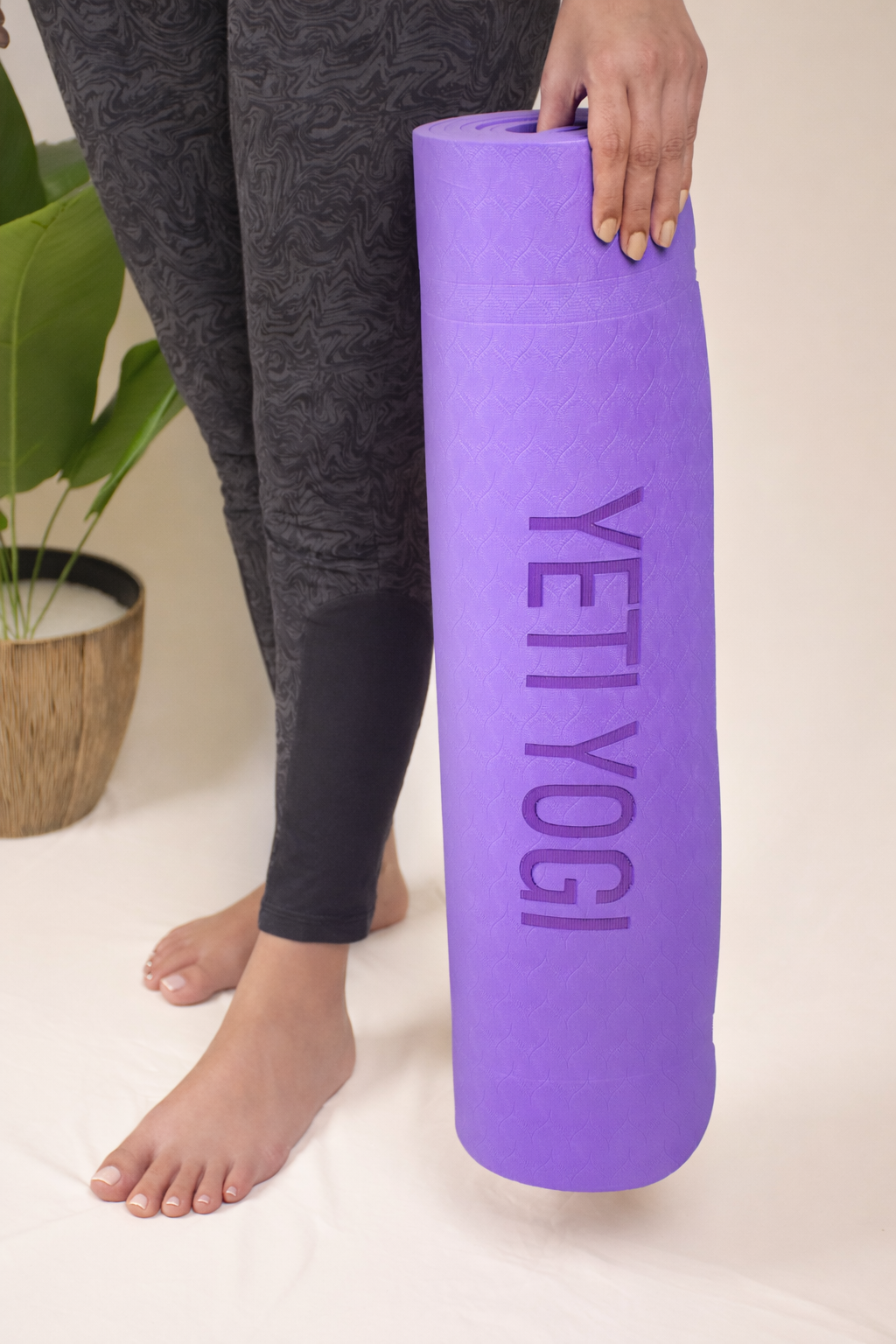YETI YOGI TPE Yoga Mat – 6ft × 2ft – Purple – 8mm