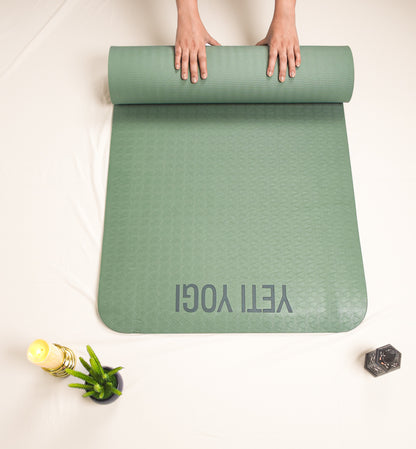 Yeti Yogi TPE Yoga Mat – Army Green (6mm / 8mm) | Anti-Slip Premium Support