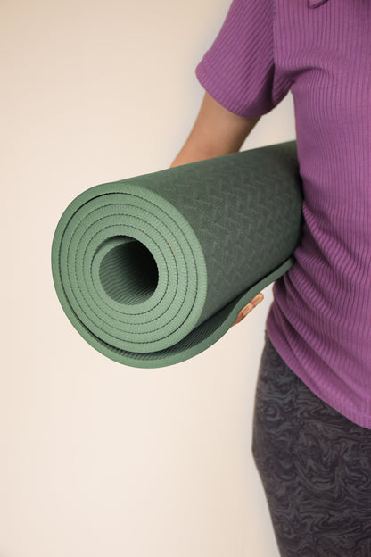 Yeti Yogi TPE Yoga Mat – Army Green (6mm / 8mm) | Anti-Slip Premium Support