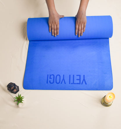 Yeti Yogi TPE Yoga Mat – Blue (6mm / 8mm) | Anti-Slip Comfort Grip