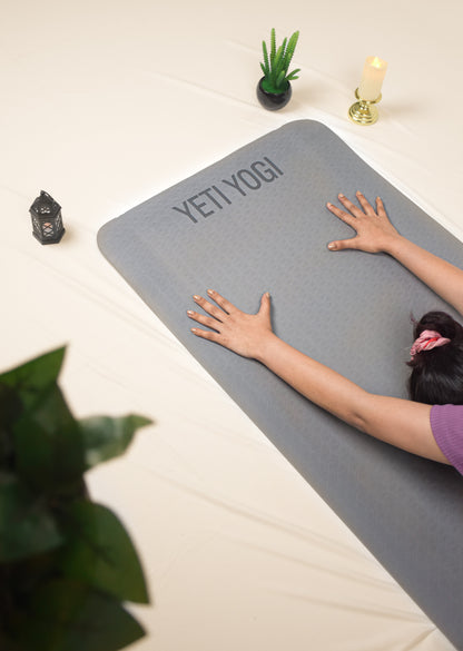 Yeti Yogi TPE Yoga Mat – Grey (6mm / 8mm) | Anti-Slip Premium Cushion