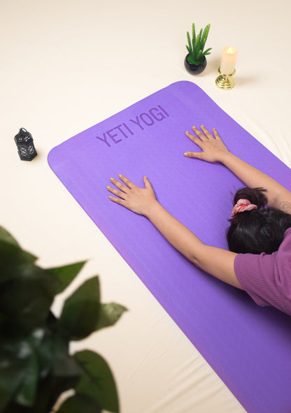 Yeti Yogi TPE Yoga Mat – Purple (6mm / 8mm) | Anti-Slip Comfort Cushion