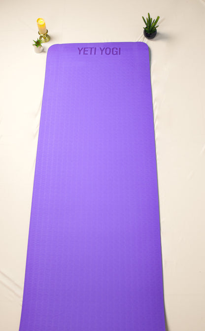 Yeti Yogi TPE Yoga Mat – Purple (6mm / 8mm) | Anti-Slip Comfort Cushion