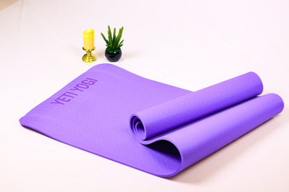 Yeti Yogi TPE Yoga Mat – Purple (6mm / 8mm) | Anti-Slip Comfort Cushion