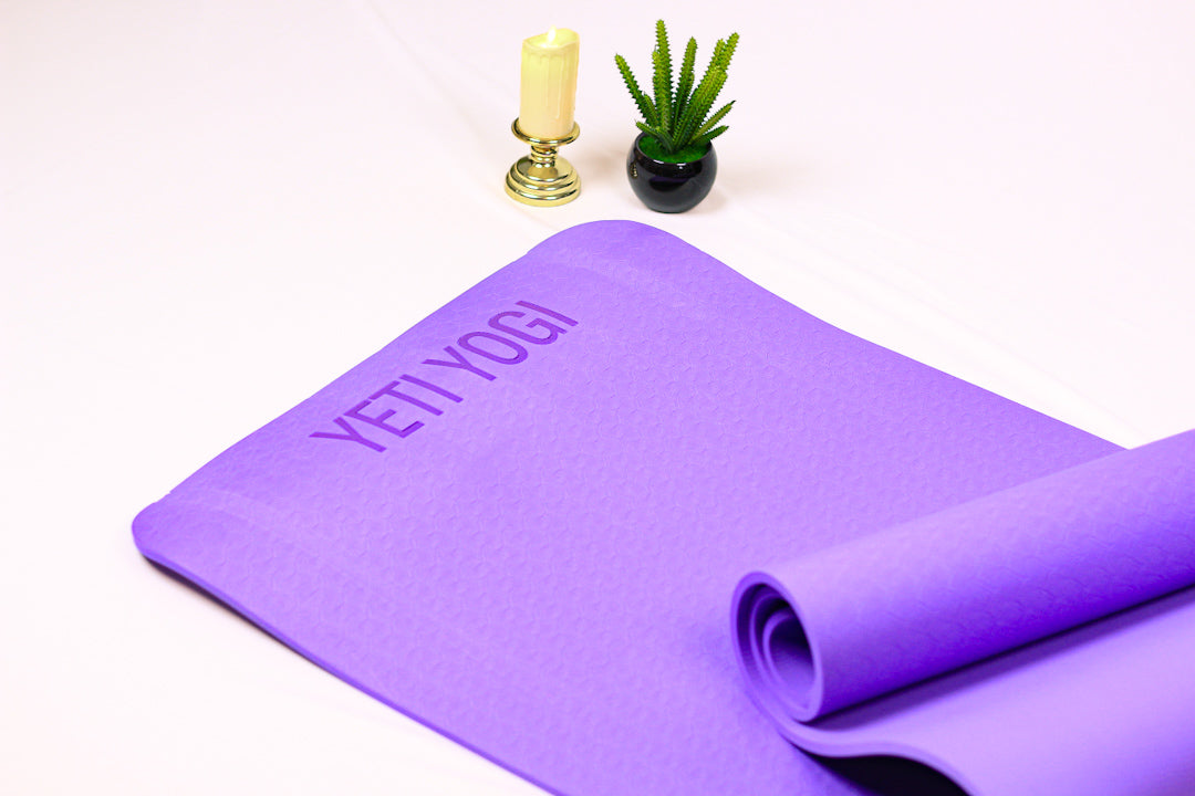 Yeti Yogi TPE Yoga Mat – Purple (6mm / 8mm) | Anti-Slip Comfort Cushion