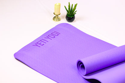 Yeti Yogi TPE Yoga Mat – Purple (6mm / 8mm) | Anti-Slip Comfort Cushion