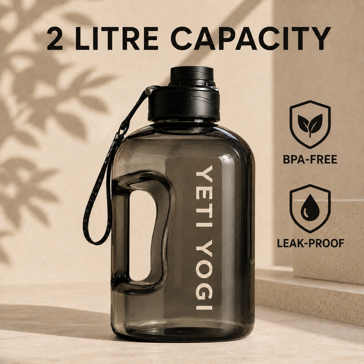 YETI YOGI 2 Litre Gym Bottle - 2 litre BPA-free leak-proof