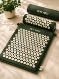 YETI YOGI Acupressure Mat & Pillow Set – Deep Green