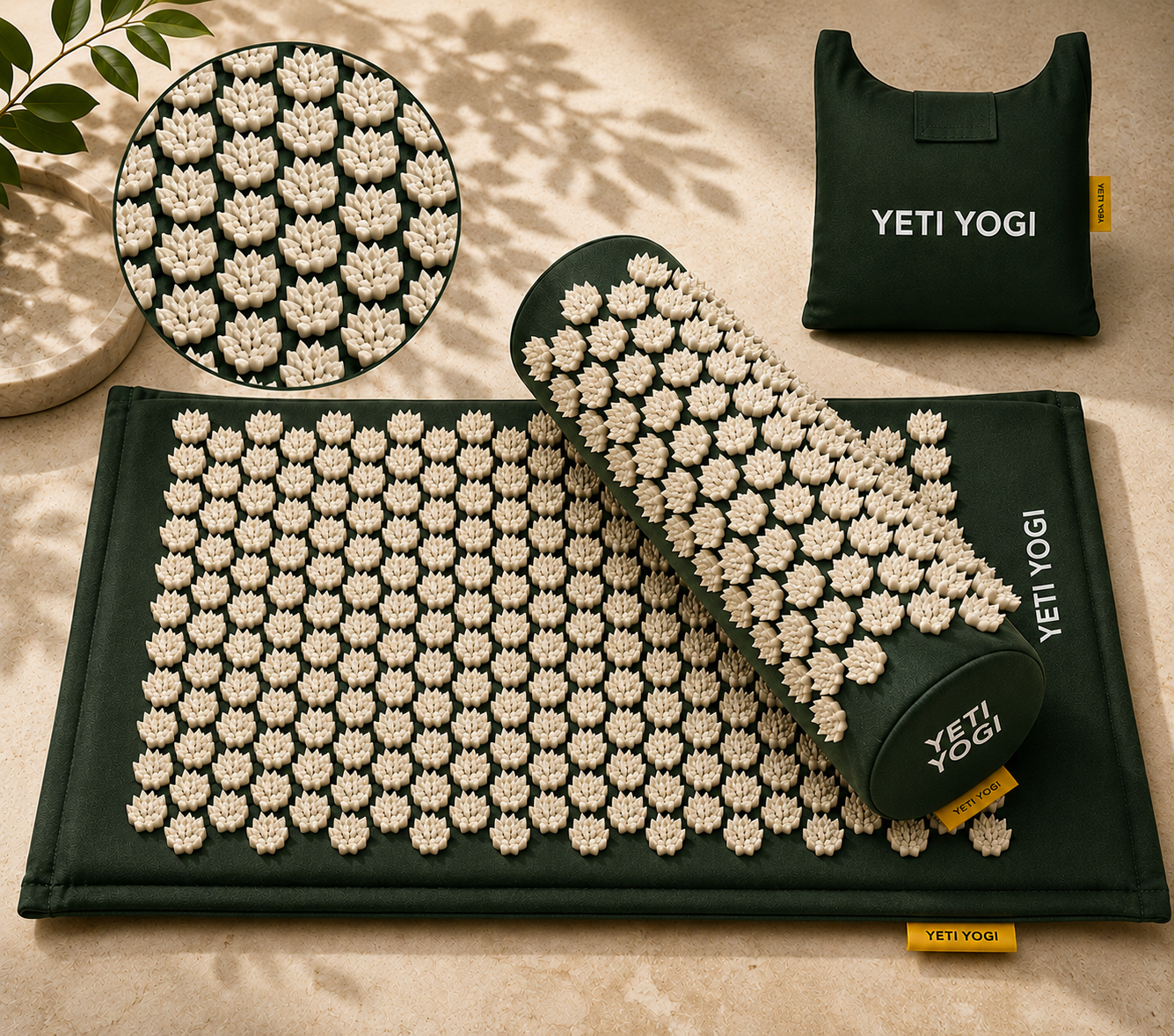 Deep Green acupressure mat and pillow spike detail
