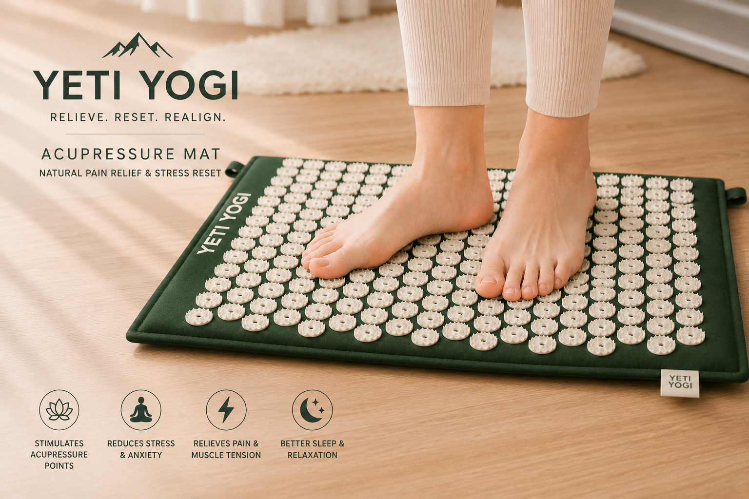 Deep Green acupressure mat for feet
