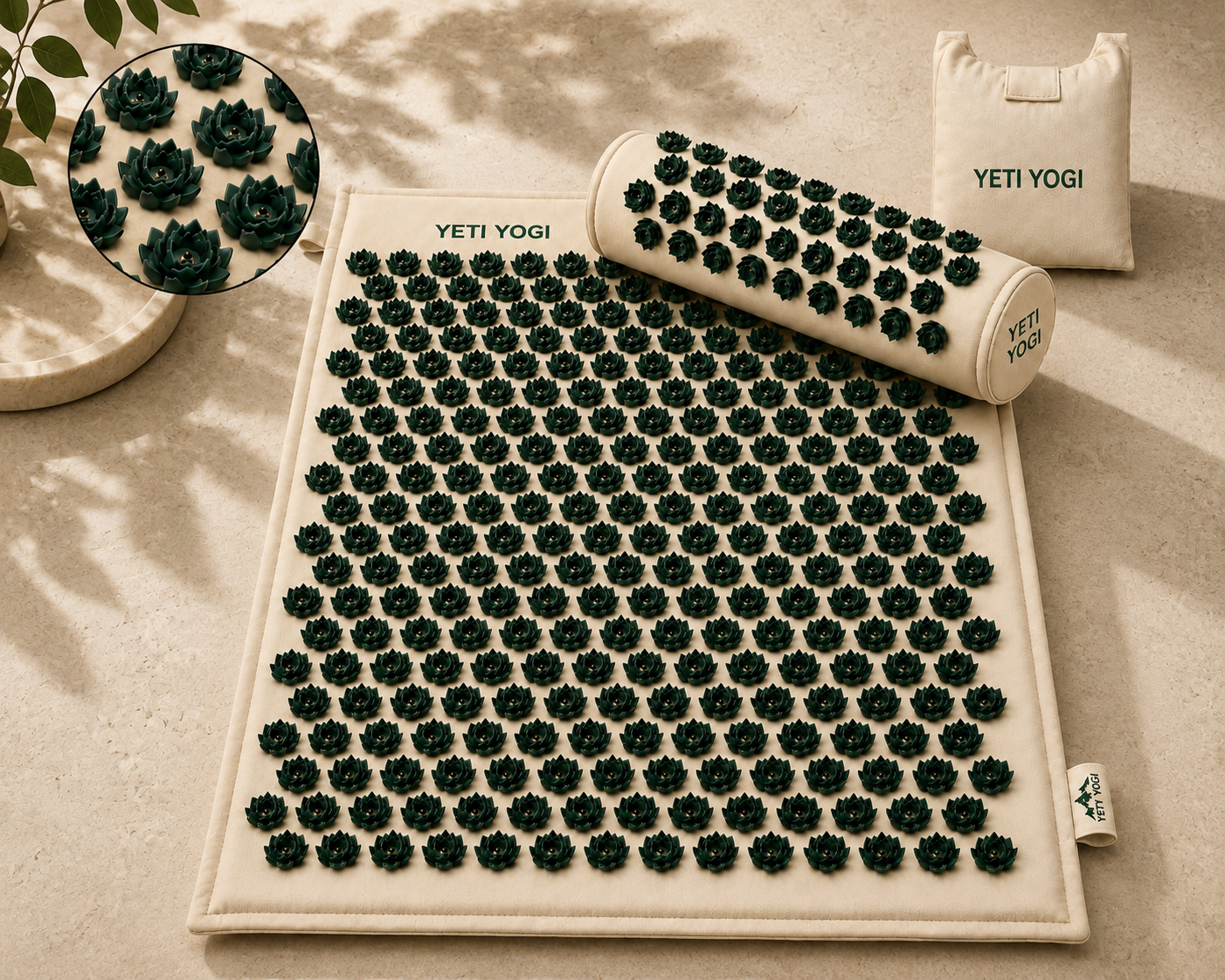Warm Cream acupressure mat and pillow spike detail