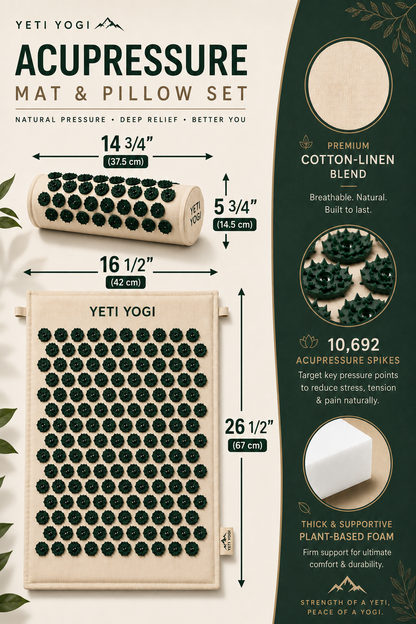 Warm Cream acupressure mat and pillow dimensions