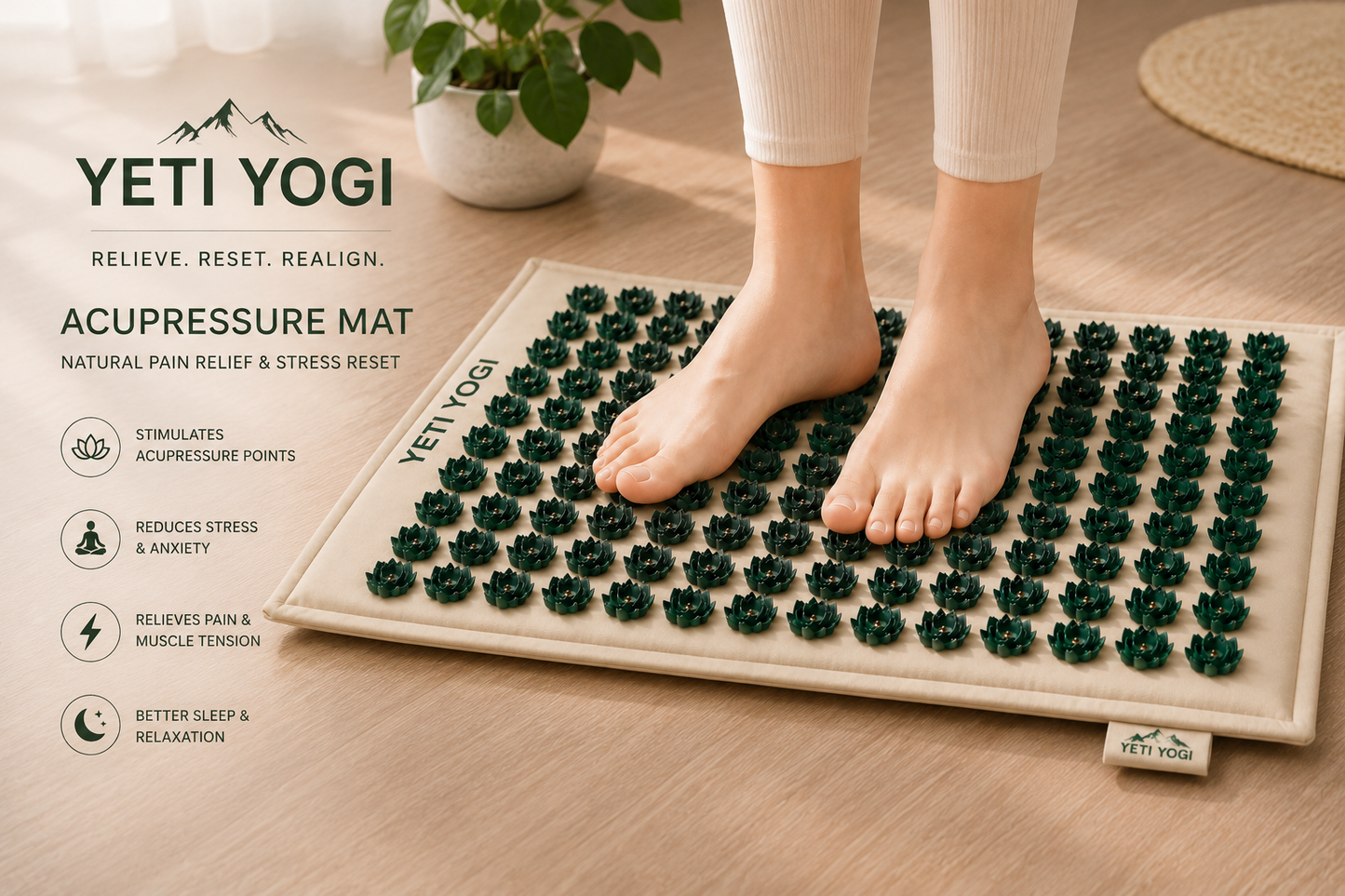 Warm Cream acupressure mat for feet