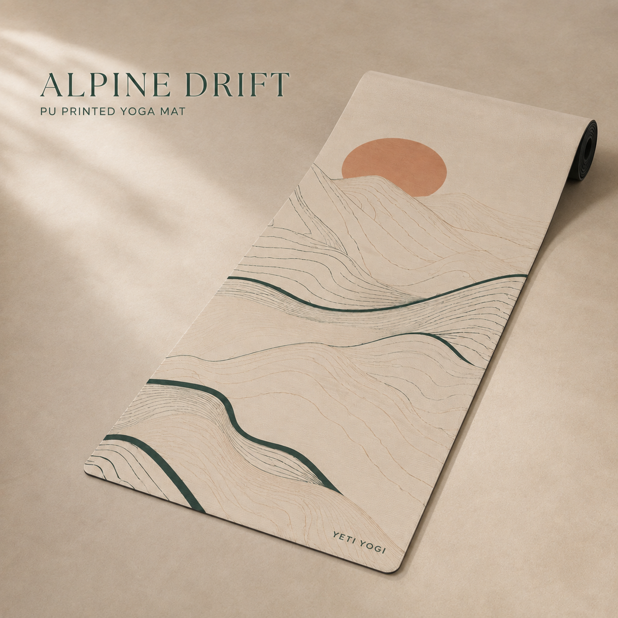 YETI YOGI Alpine Drift 6 mm PU yoga mat – Hero view