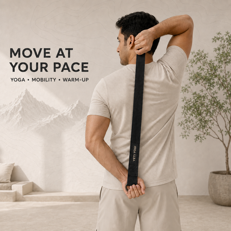 YETI YOGI Black cotton yoga strap infographic 5