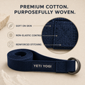 YETI YOGI Blue cotton yoga strap infographic 2