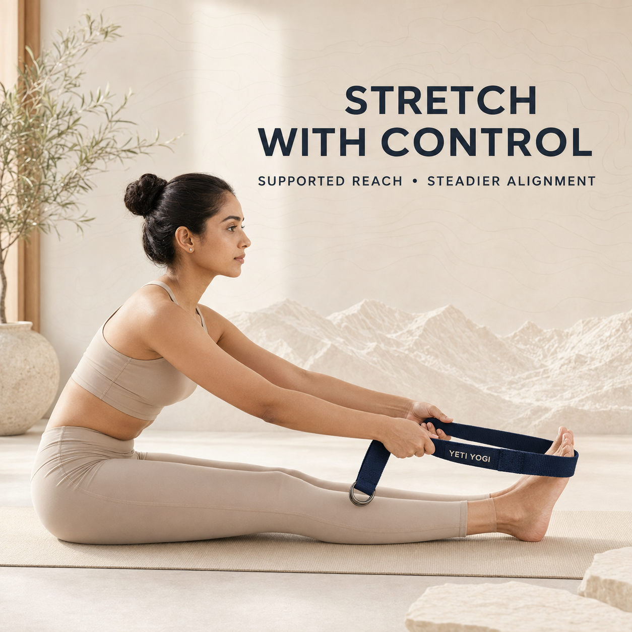 YETI YOGI Blue cotton yoga strap infographic 4