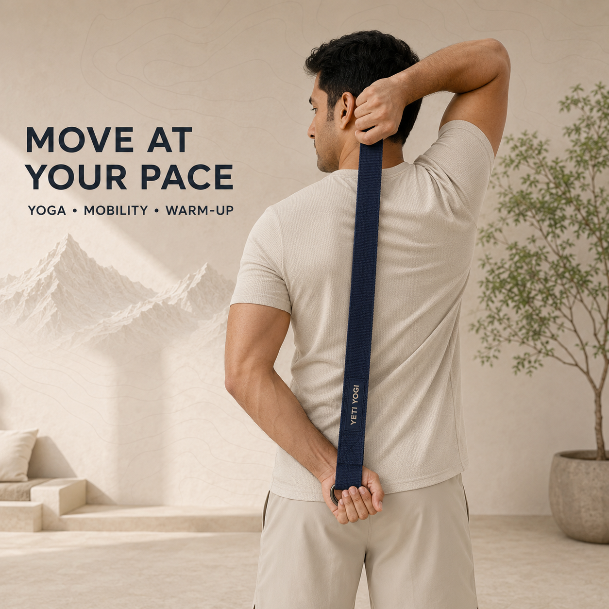 YETI YOGI Blue cotton yoga strap infographic 5