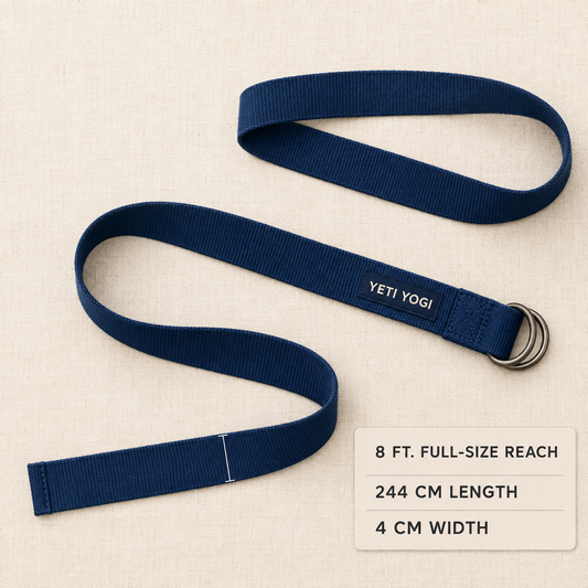 YETI YOGI Blue cotton yoga strap infographic 6