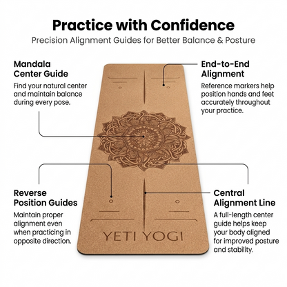 Cork Yoga Mat alignment guide details